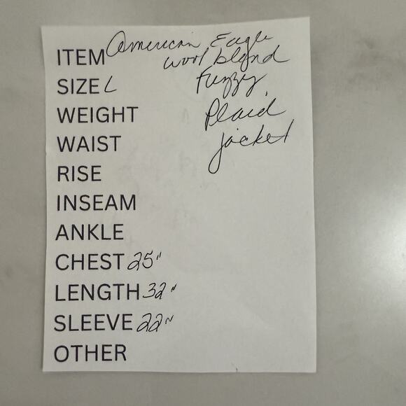 American Eagle Fuzzy Shacket Women’s L Ivory Plaid Heavy Wool Blend Oversized - Picture 12 of 12